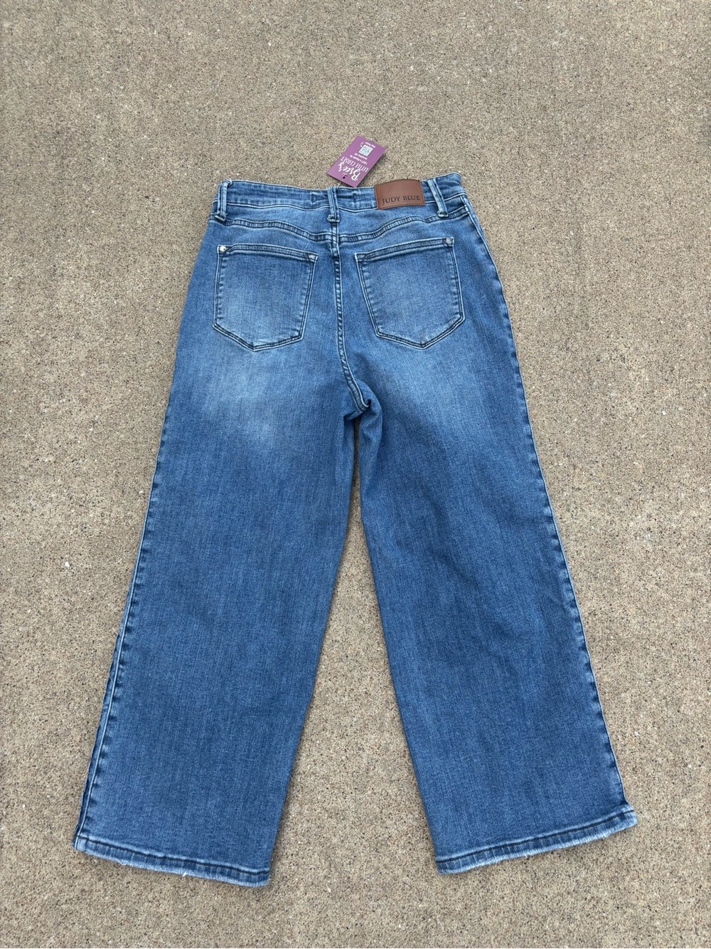 Judy Blue Medium Wash Wide-Leg Jeans with Braided Side Detail - Picture 6 of 6